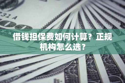 武汉借钱担保费如何计算？正规机构怎么选？